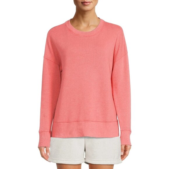 MPG Coral Blossom Cozy Fleece Relaxed Pullover Crewneck Sweatshirt Womens Size L - Picture 1 of 10